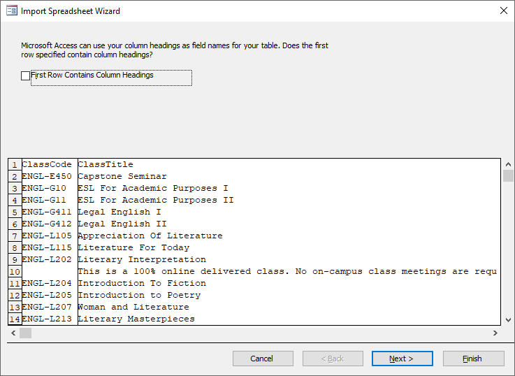 Import Spreadsheet Wizard