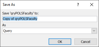 Dialog Box for saving the query qryPOLSFaculty