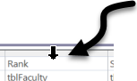 Top bar for the Rank column, with the mouse cursor in the shape of a black, downward facing arrow.