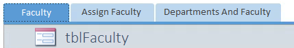 The first row of tabs in Faculty, Assign Faculty, and Departments and Faculty. The Faculty tab is active and the form on that tab appears below the first row of tabs.