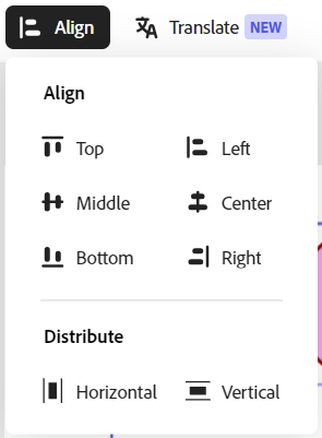 Align menu, described in following paragraph.