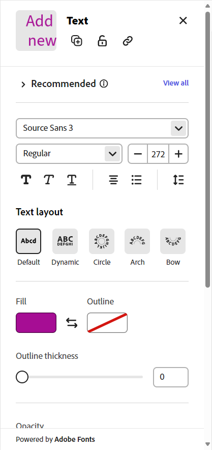 Formatting options visible in the Text panel. Image described in following paragraph.