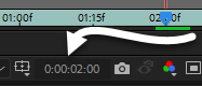 Timecode located at the bottom of the Composition panel