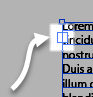 In port at the top of a frame of text, with an arrow pointing to the in port