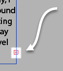 Overset text port at the bottom of a frame of text, with an arrow pointing to the port