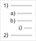 Numbered list that uses parentheses after the numbers.