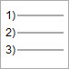 Number alignment left format with parentheses after the number.