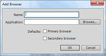 Preview in Browser options in Preferences dialog box