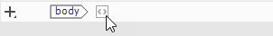 Div element from insert panel dragged so it is positioned on top of the body element in the DOM panel.