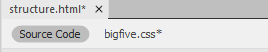 Next to to souce code is the bigfive.css with an asterisk after it.