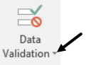 arrow on Data Validation button