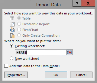 image of Import Data dialog box