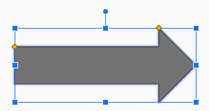 Image of a grey arrow with a blue border and sizing handles.