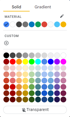 A color picker. The theme colors are at the top. An option to create custom colors is in the middle. And several standard colors are at the bottom.