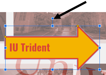 An arrow labeled IU Trident with an indicator pointing to the rotate handle