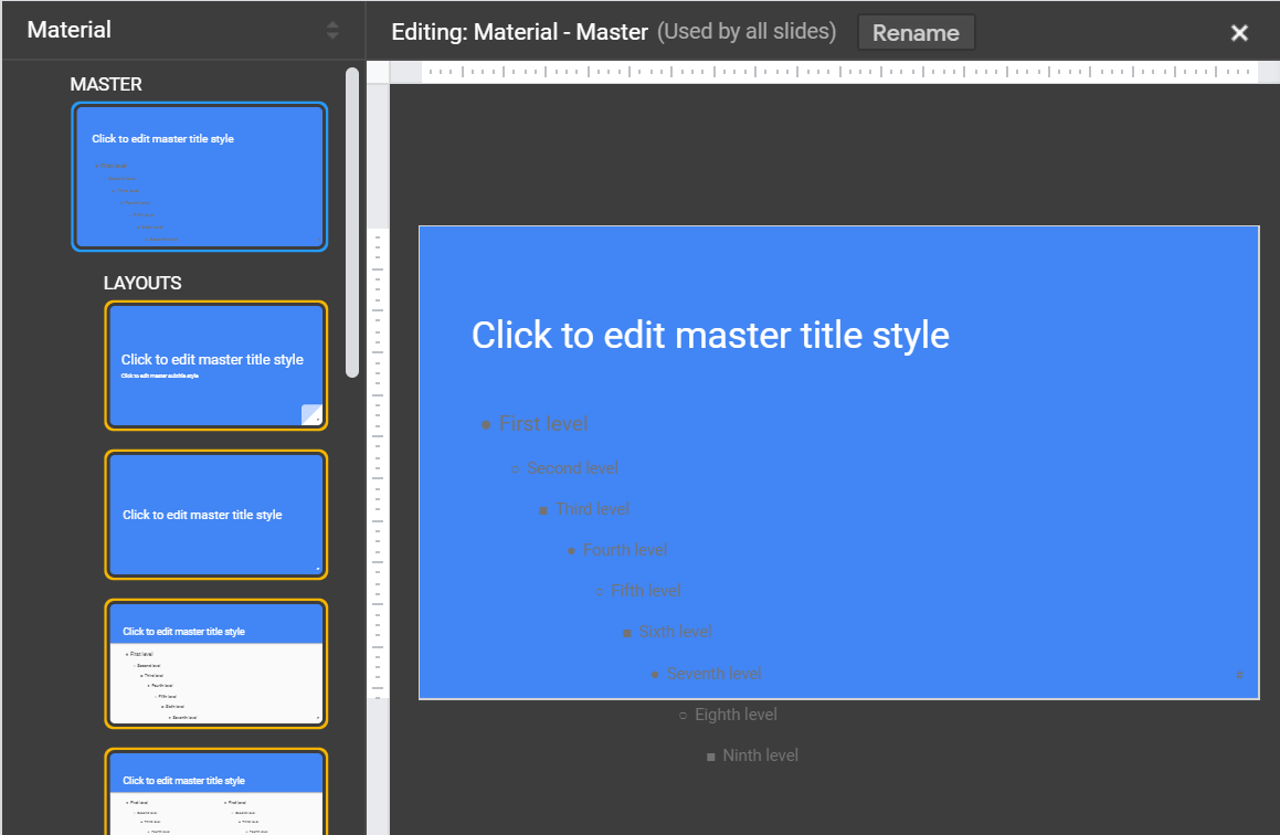 Edit master window
