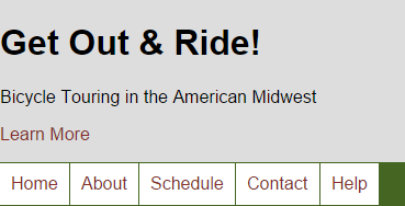 web render of the default style of the Get Out & Ride header