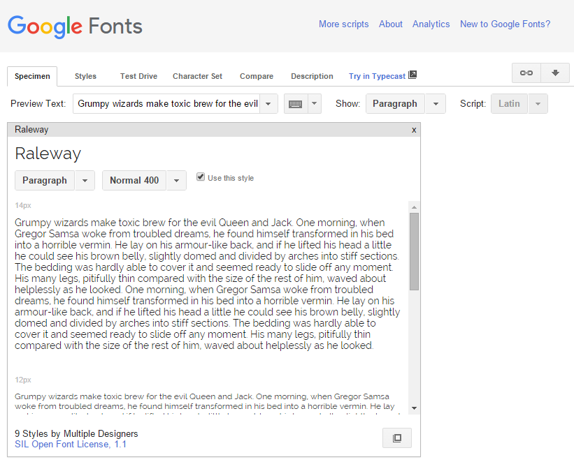 Google Fonts Review Interface