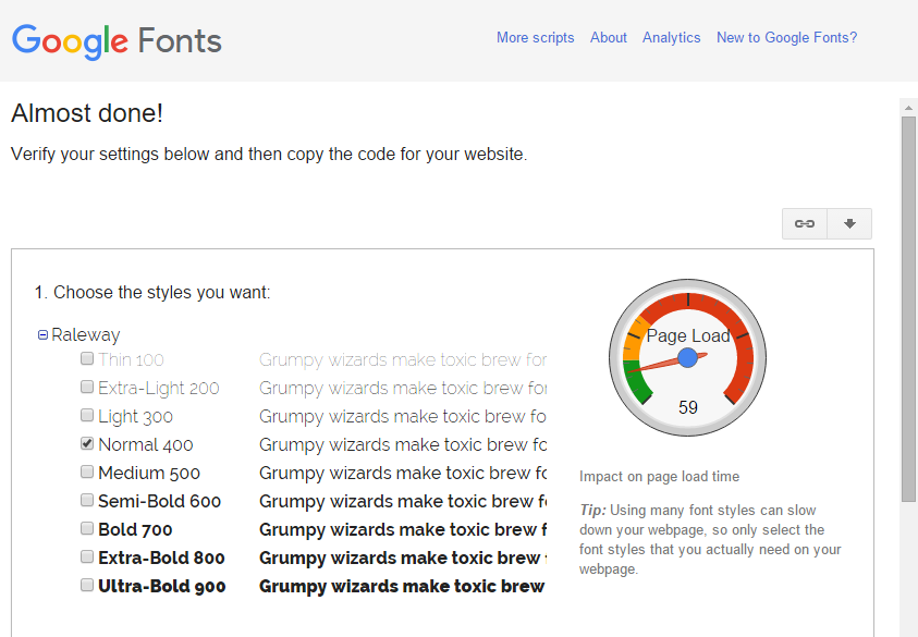 Google Fonts Use Page