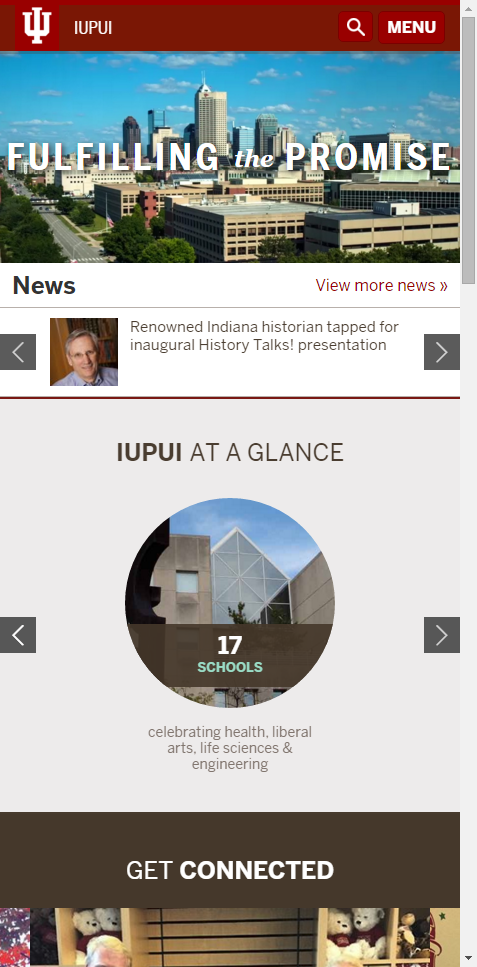 Mobile version of the IUPUI page.