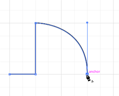 Doorway with fourth anchor point drawn and the Pen cursor hovering over the point we just drew. The Pen cursor has an icon next to it that indicates it's ready to convert an anchor point to a corner point.