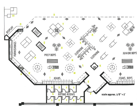 Example floor plan from the textbook Visual Merchandising and Display.