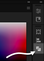 Dimmed out image of the panel dock in Illustrator, with the Pathfinder icon highlighted