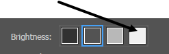 Image of interface color slider, with arrow pointing at the right side of the slider, labeled Light.