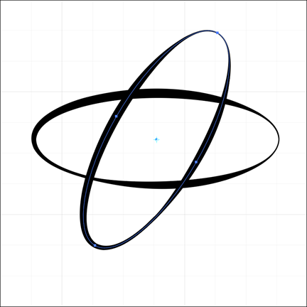 Image of two ovals, one situated horizontally, the next rotated 60 degrees from the original oval's position.