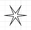 Six pointed star with black stroke and white fill.