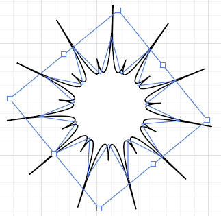 11-pointed star shown previously, with the Pucker and Bloat effect applied to make the star look like a sun with rays of light coming off of it.
