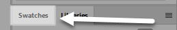 Image of the tabs at the top of the Libraries panel, with an arrow pointing to the Swatches tab.