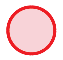 Circle with a red outline, or stroke, around the outside. The inside of the circle is pink.