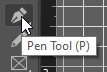 Pen tool displaying a tooltip that says "Pen Tool (P)".