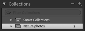 Collections panel, now displaying the Nature collection in the collection list.