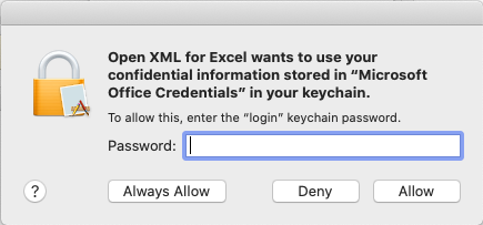 Keychain password dialog box