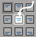 Image of nine alignment options. An arrow points to the align center button.