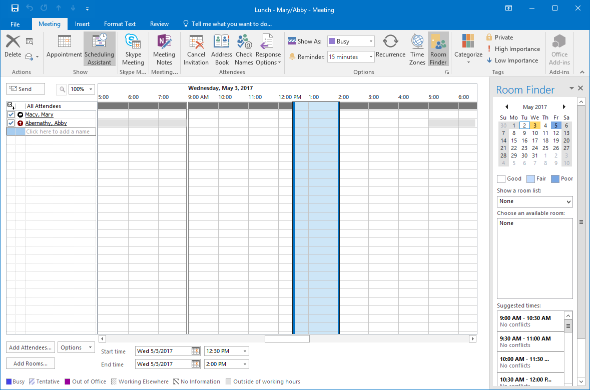 Image of the Free Busy schedule