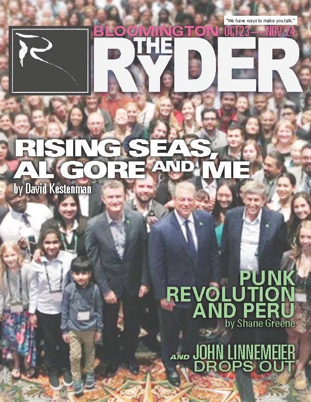 Image of the front cover of The Ryder from October 2016. Cover includes a photograph of a crowd of people, with text indicating what articles are inside the magazine superimposed over the photograph.