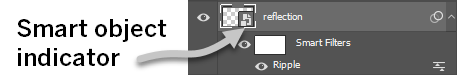 Reflection layer, with arrow pointing to the Smart Object icon