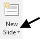 the New Slide button with an arrow pointing to the bottom half
