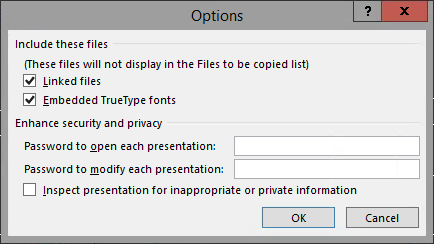 the Options dialog box