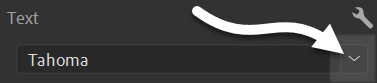 Font drop-down menu, currently displaying Tahoma