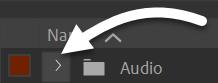 Arrow to the left of the Audio bin