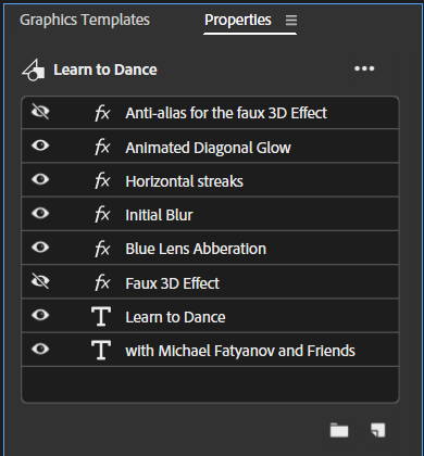 Layers section of the Properties panel, described in following paragraph.