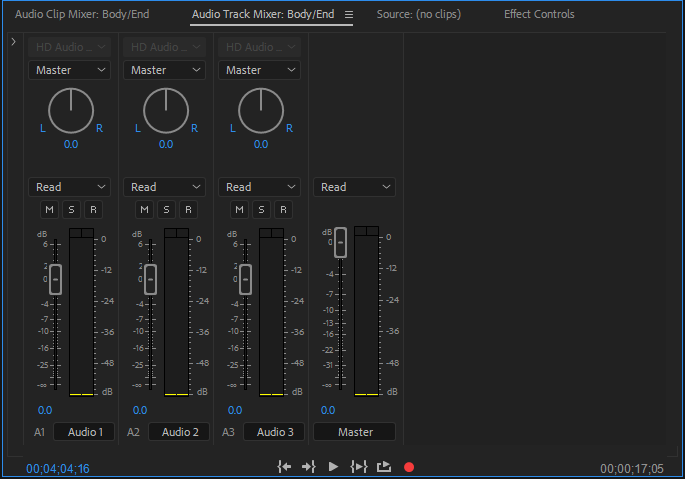 Audio Track Mixer panel