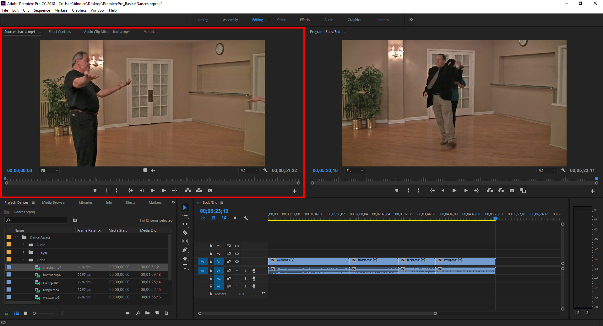 Premiere Pro interface, with the Source Monitor highlighted with a red rectangle around it.