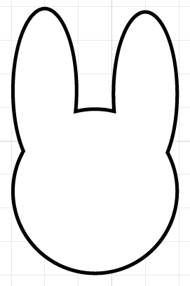 screen capture of a circle with two ovals overlapping the top sides of the circle, resembling the outline of a rabbit's head