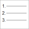 A numbered list with periods after the numbers.